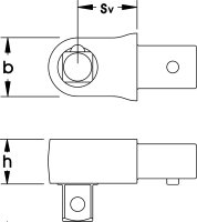 Einsteck-Vierkant, feststehend 1/4", 9x12 mm,...