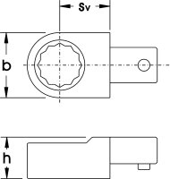 Einsteck-Ringschlüssel, 14x18 mm, ELORA-2066-32 mm