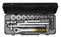 Steckschlüssel-Satz 1/2", Zwölfkant, 19-teilig 3/8"-1.1/4" AF, ELORA-770-LINDAF